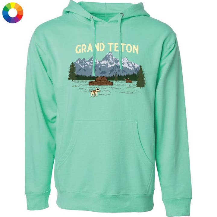 Grand Teton - Sweat à Capuche Pullover pour la vente par Teddy the Dog
