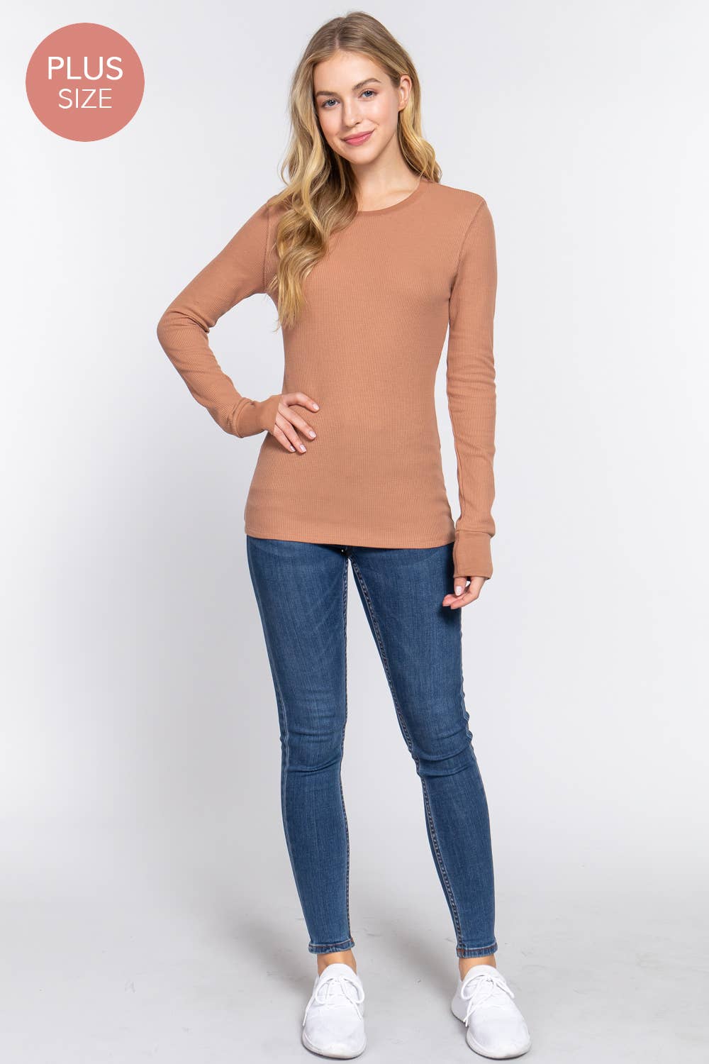 Active Basic | Active USA - Wholesale Knit Top - Women's - [PLUS SIZE] Long Sleeve Crew Neck Thermal Knit Top18