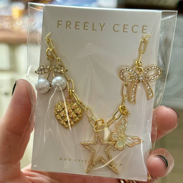 Freely Cece LLC - Wholesale Pendant/Charm Necklace - Trendy Gold Everyday Charm NecklaceÂ