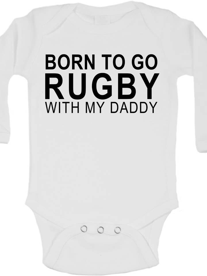 Born To Go Rugby With My Daddy - Long Sleeve Vests for wholesale by Little Ratbag