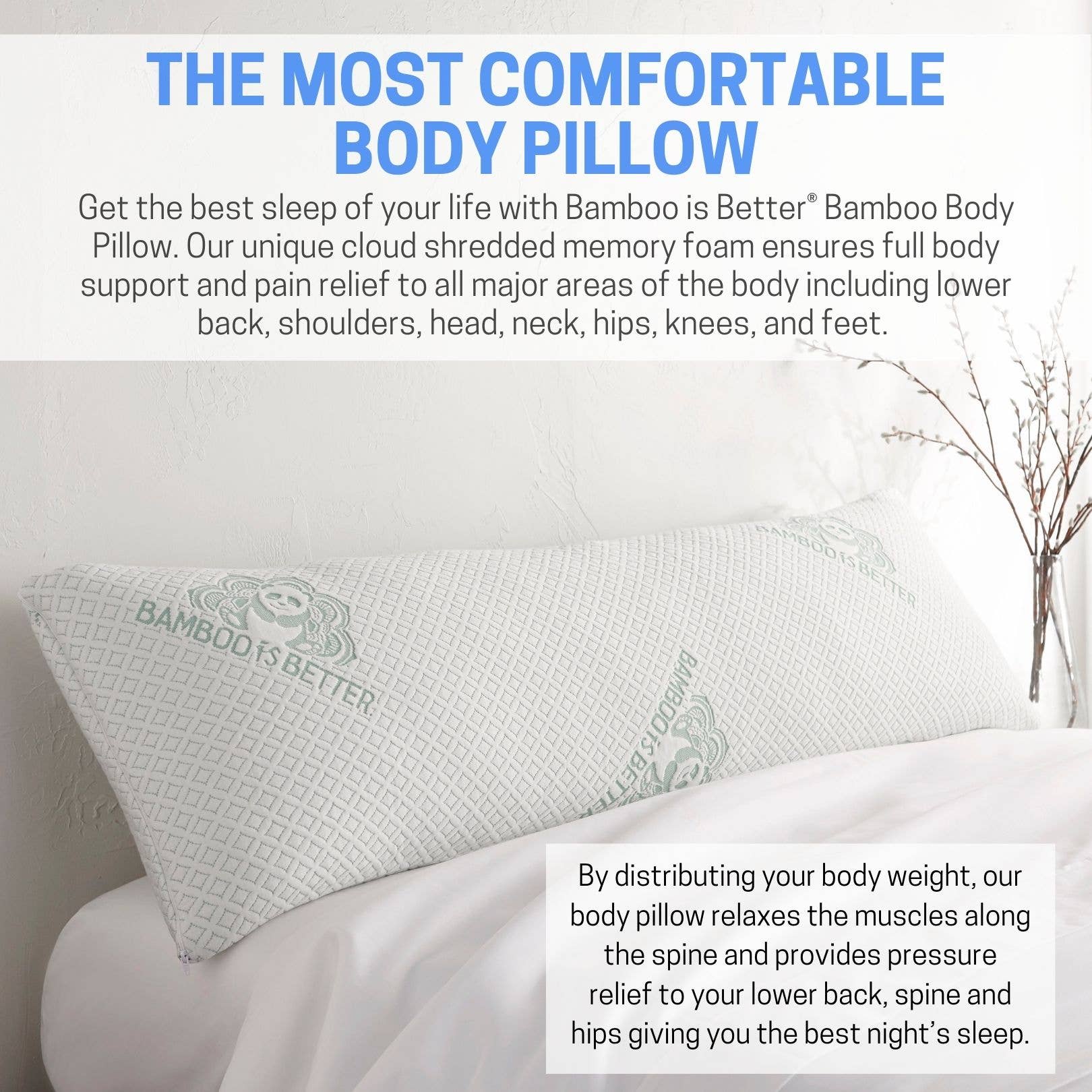 Bamboo Is Better – Großhandel Kopfkissen – Ganzkörperkissen aus Bambusviskose — geschredderter Memory-1