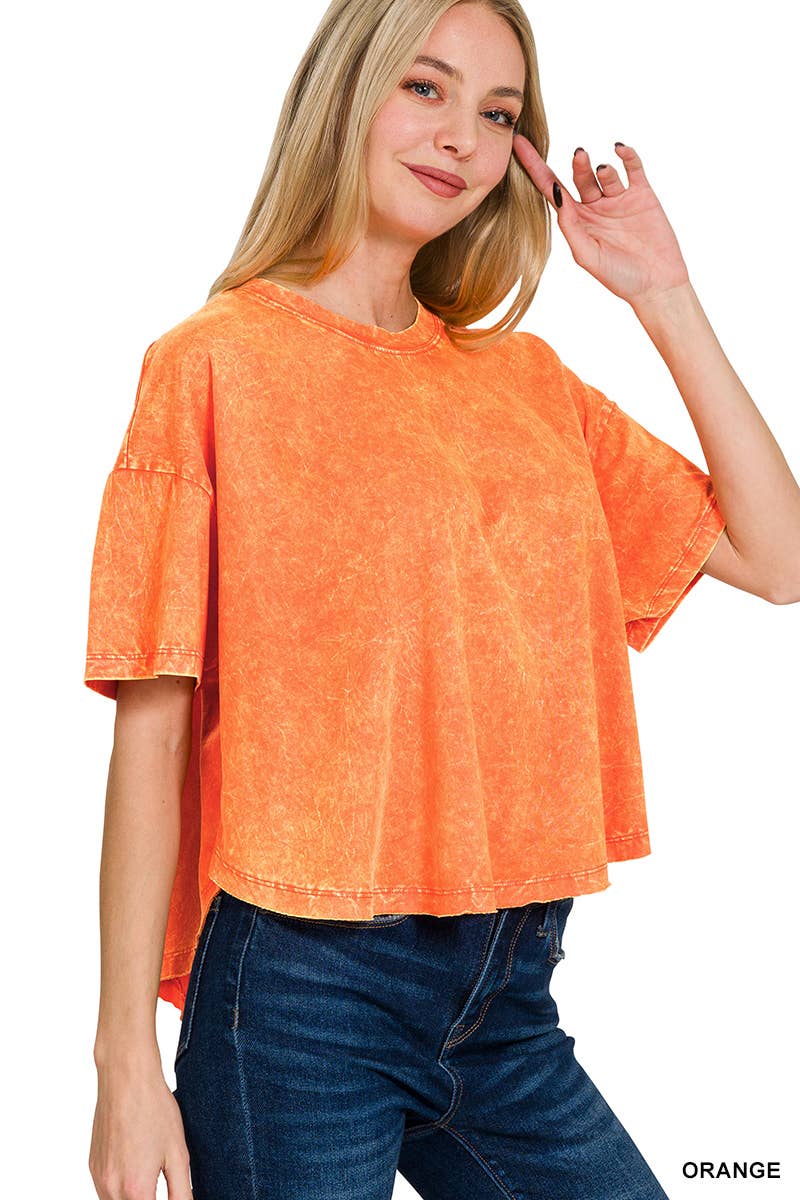 42POPS – wholesale T-shirt – women's – "._ SI-25351 Vintage Washed Short Sleeve Top As shown48