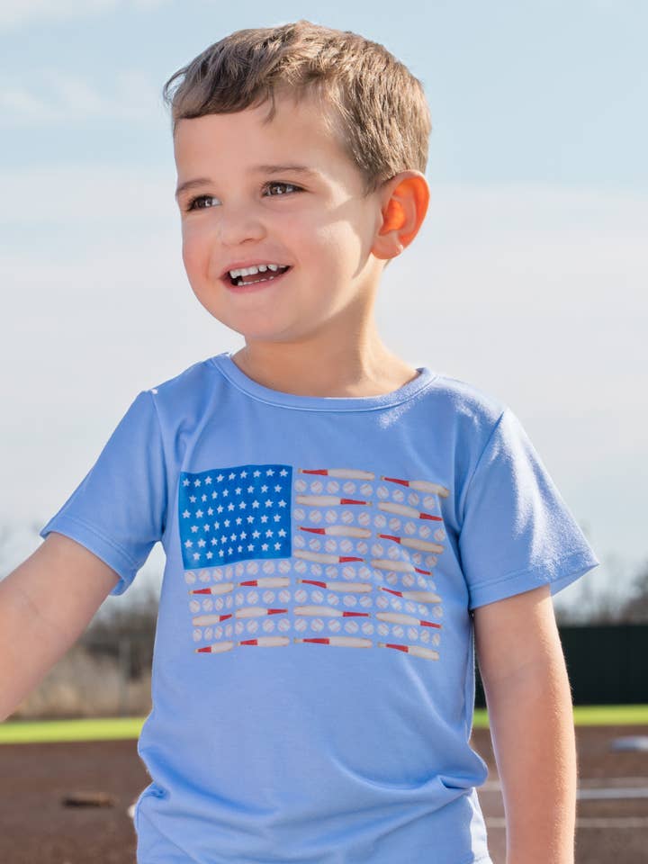 Jongens Sterren Banner T-shirt voor wholesale door Sugar Bee Clothing