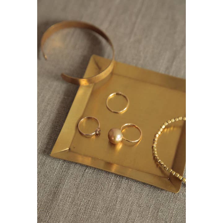 Fog Linen Work - Wholesale Decorative Plate/Dish/Bowl - Brass Plate Square1