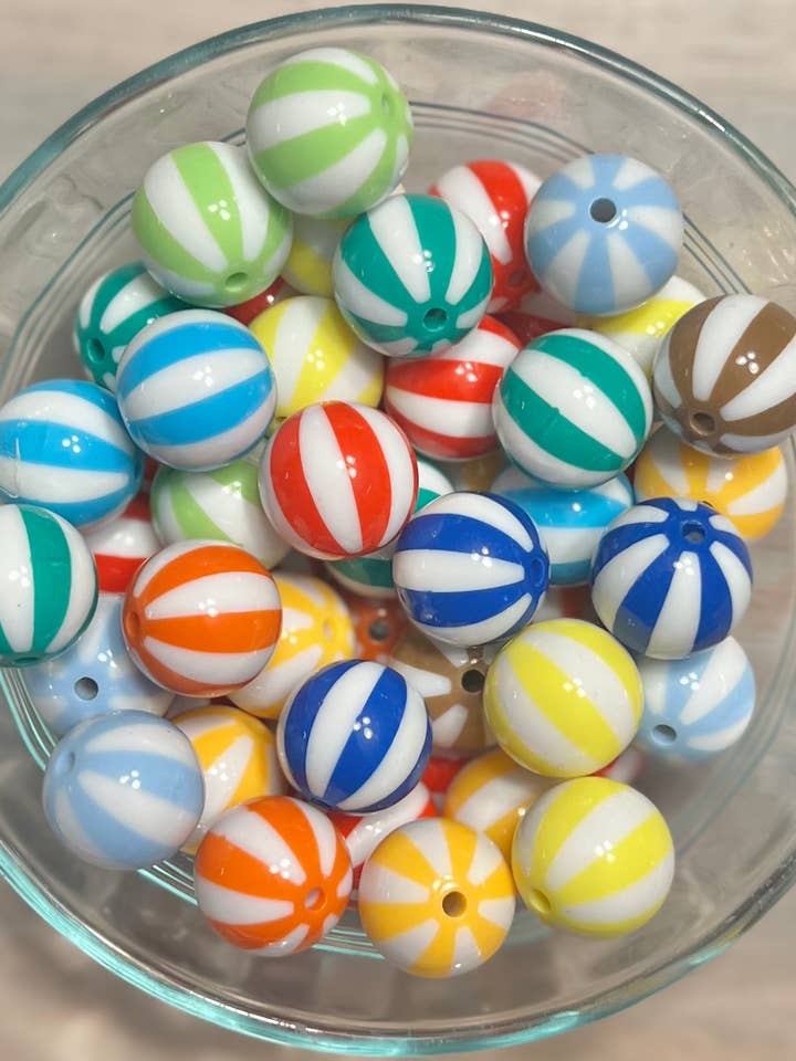 Beach Ball Striped 20mm Bead for wholesale by Briano Wholesale
