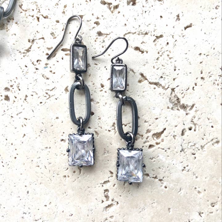 Gunmetal matte earrings boutique salon jewelry paperclip for wholesale by VB&CO Designs Handmade Jewelry