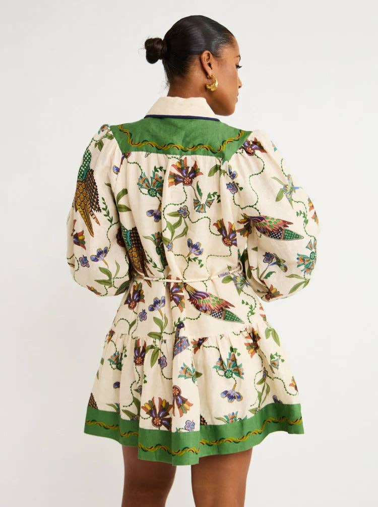 Vert Robe à manches lanternes artistique 2025 style indépendant en vente sur Faire3