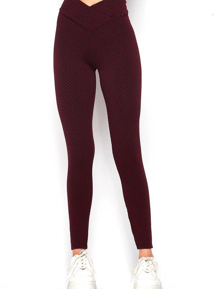 Plus Size V-Waist Textured Butt Lift Scrunch Butt Leggings for wholesale by USA Fashion