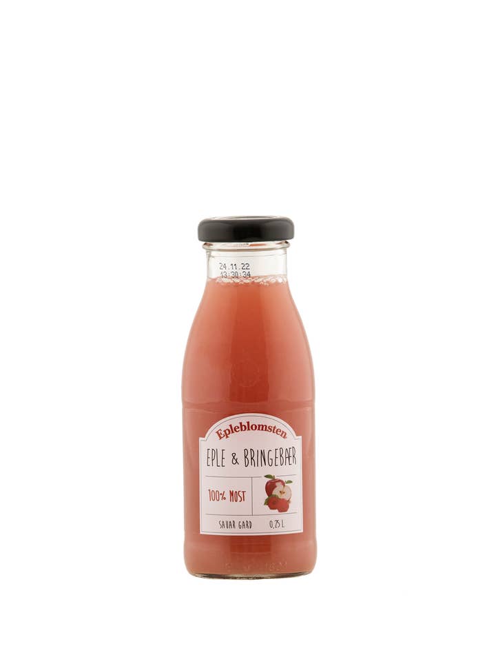 Æble & Hindbær Juice 0,75L for engroshandel hos Epleblomsten AS