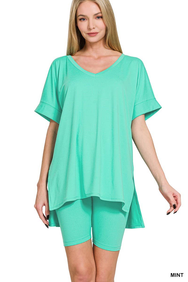 Vanilla Monkey – wholesale Top & short set (NOT loungewear) – Women’s – Brushed Dty Microfiber V-neck Top And Biker Shorts30