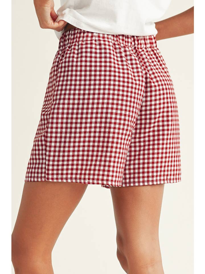 Little Daisy Closet - Wholesale Shorts - Women's - LDC Vintage Plaid Print High Waisted Loose Wide Leg Shorts3