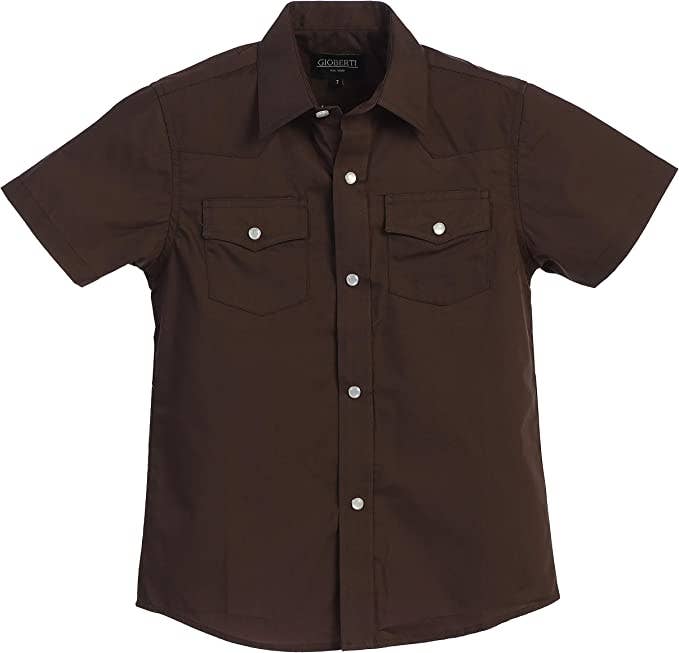 b-one inc - Wholesale Button Down Shirt - Men's - Men's Casual Western Solid Short Sleeve Shirt with Pearl Snaps GB-SS95W3