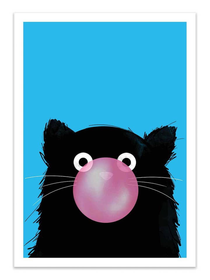 Art-Poster - Chewing Gum Bubble cat - Doozal for wholesale by Wall Editions
