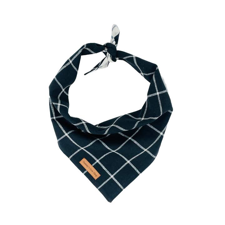 Black Windowpane Dog Bandana for wholesale by Cuddl