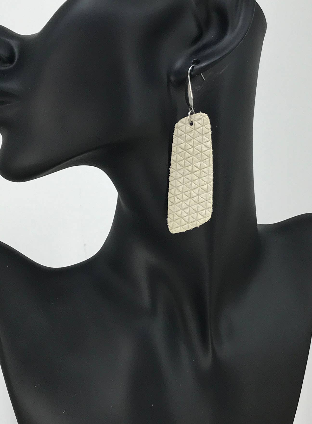 Magnolia & Peach Jewelry Boutique, LLC - Wholesale Dangle Earrings - Cream Italian Leather Earrings - E19-11401