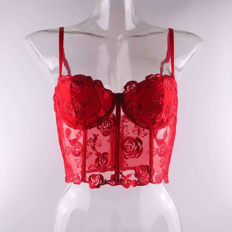 Lovely Lies - Wholesale Corset - Women's - Ladies  Sexy Embroidered Floral Lace Strapless Corset6