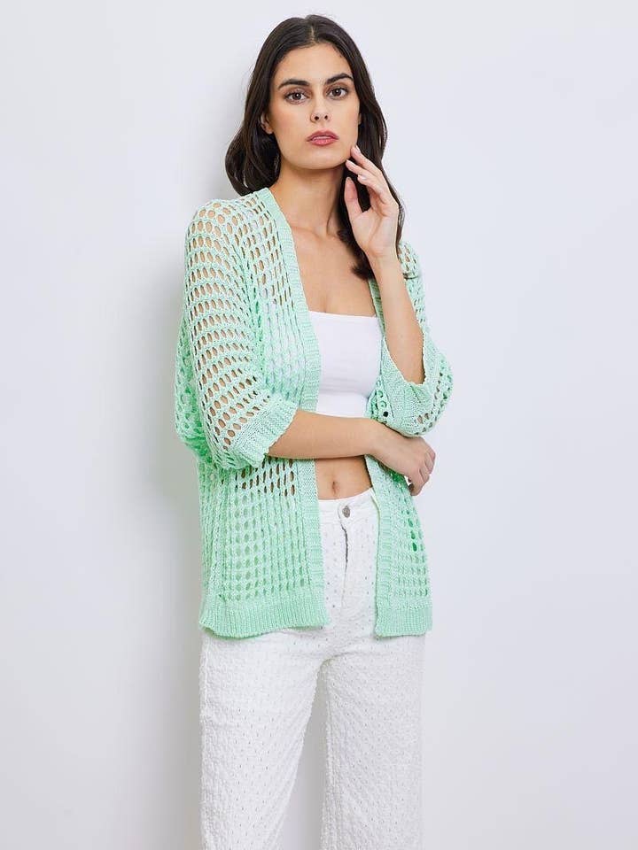 Chaleco de punto calado con hilo metálico y mangas cortas para venta al por mayor de EASY MODE