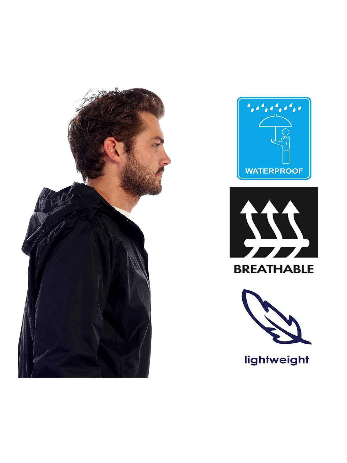 b-one inc - Venta al por mayor Chaqueta - Hombre - Chaqueta impermeable para hombre con capucha y cierre completo GBJA94511