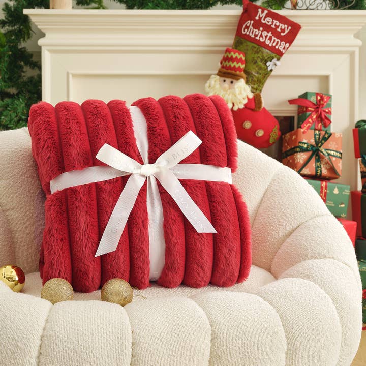 DreamValley - Wholesale Throw Blanket - CB Striped Faux Fur Warm Plush Throw Blanket17