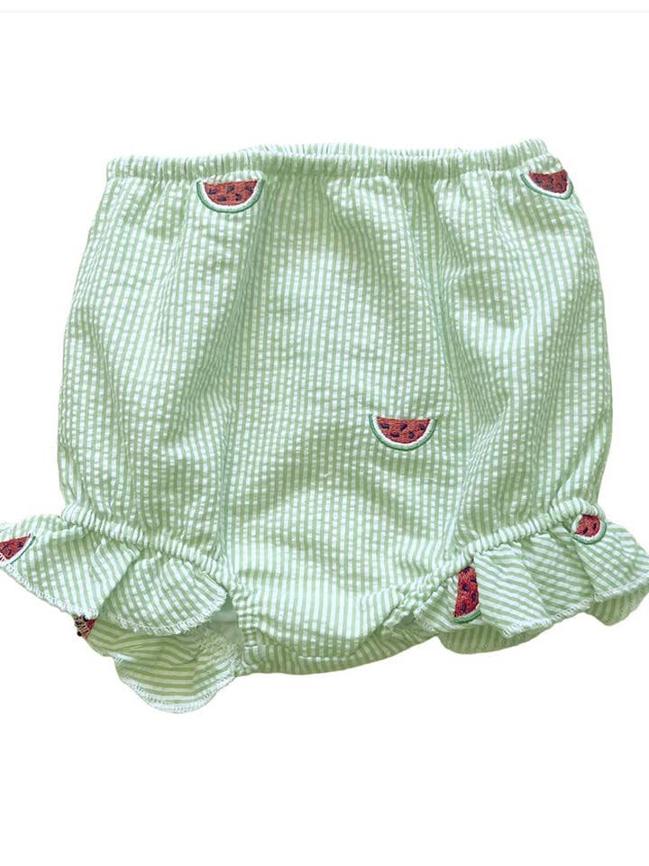 Braguitas de bebé de seersucker verde lima con sandías para venta al por mayor de Piping Prints