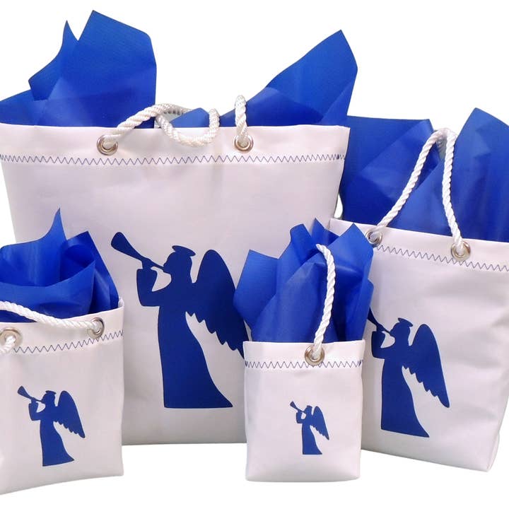 Reusable Sailcloth Gift Bag, Blue Angel Design for wholesale by Mainland Canvas