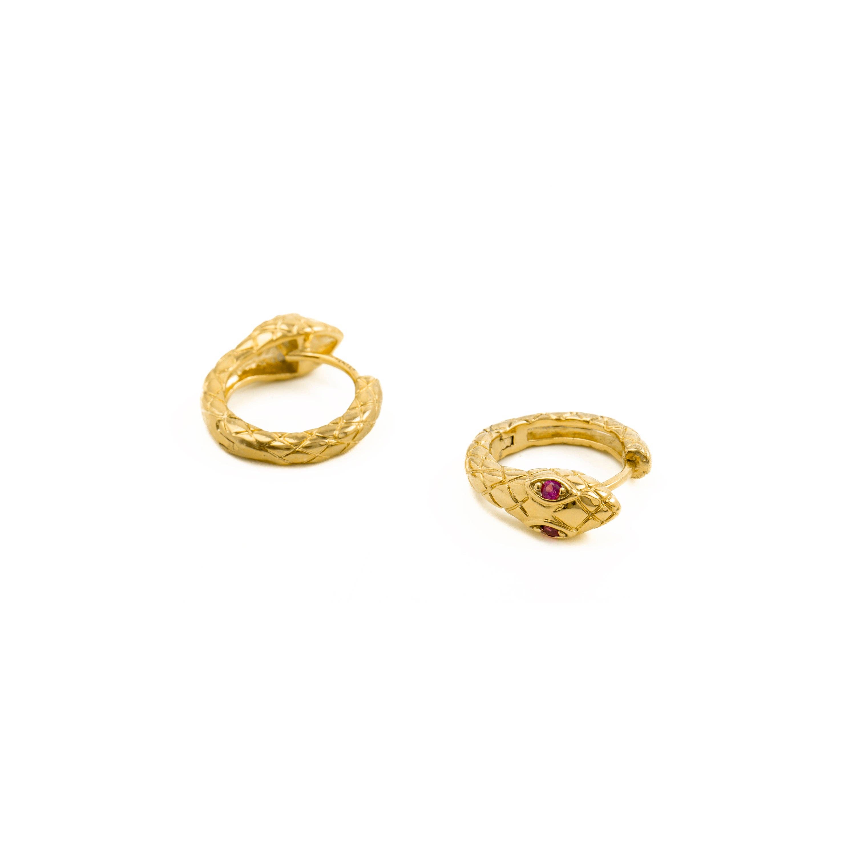 Luxenter - Wholesale Hoop Earrings - Pendientes de Circonita Rubí acabados en oro amarillo de 18K - Madsi2