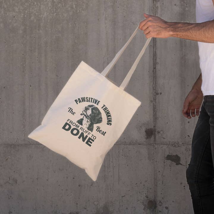 Saco de Lona Pawsitive Thinking – Divertido e Motivacional para Cães por atacado de GoboxPrintCo