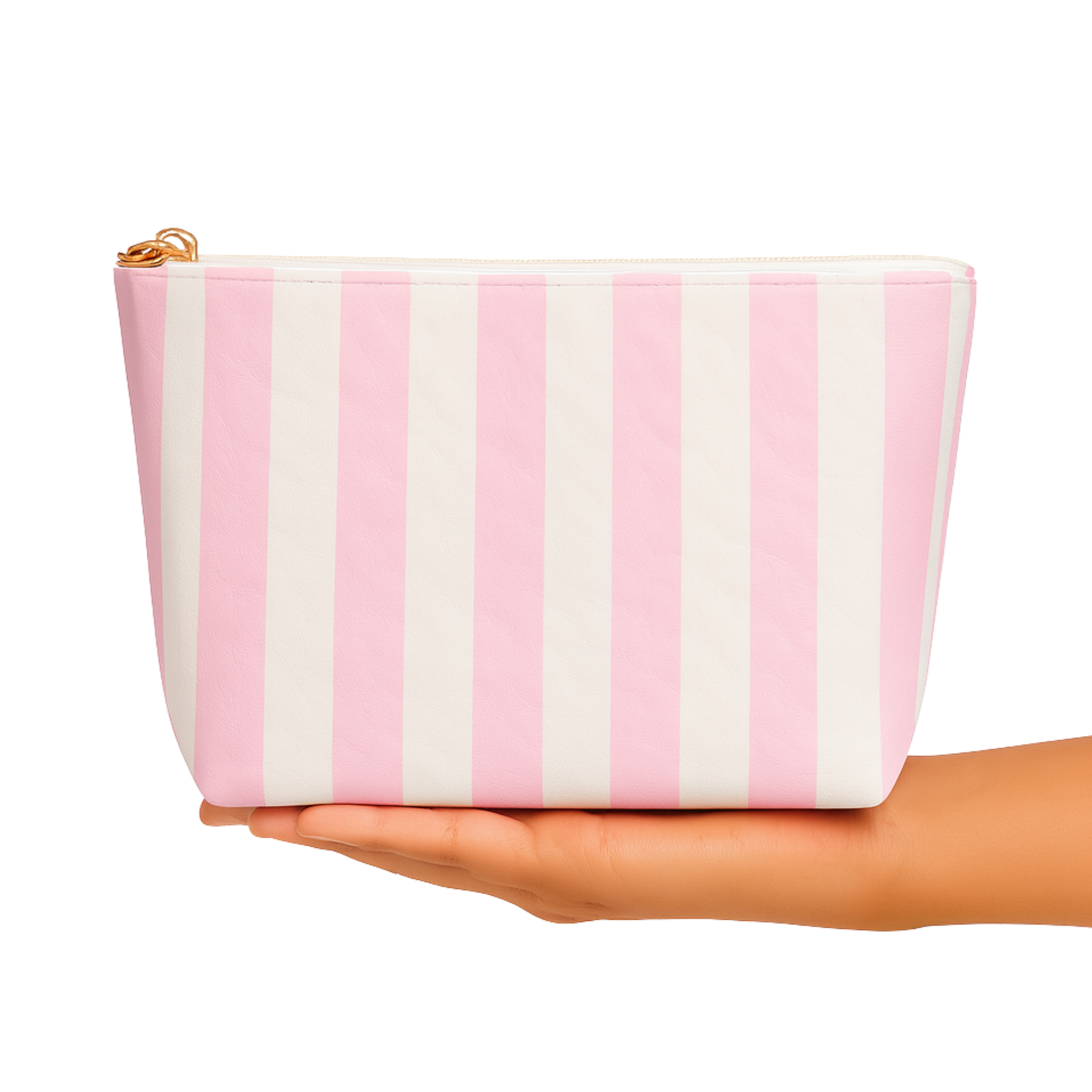 Aspen Lane - Wholesale Makeup/Cosmetic Bag - Preppy stripe pouch + cosmetic bag pink & white tyvek   2