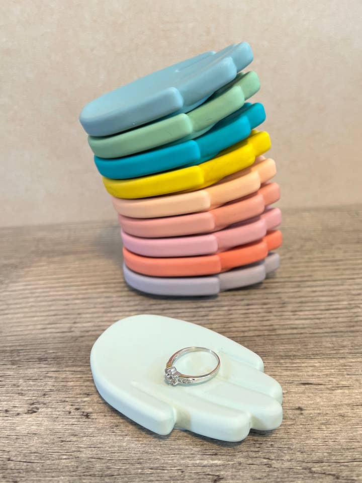 Plat à main, pastel danois, plateau à bijoux, porte-bagues pour la vente par EMB Pretty