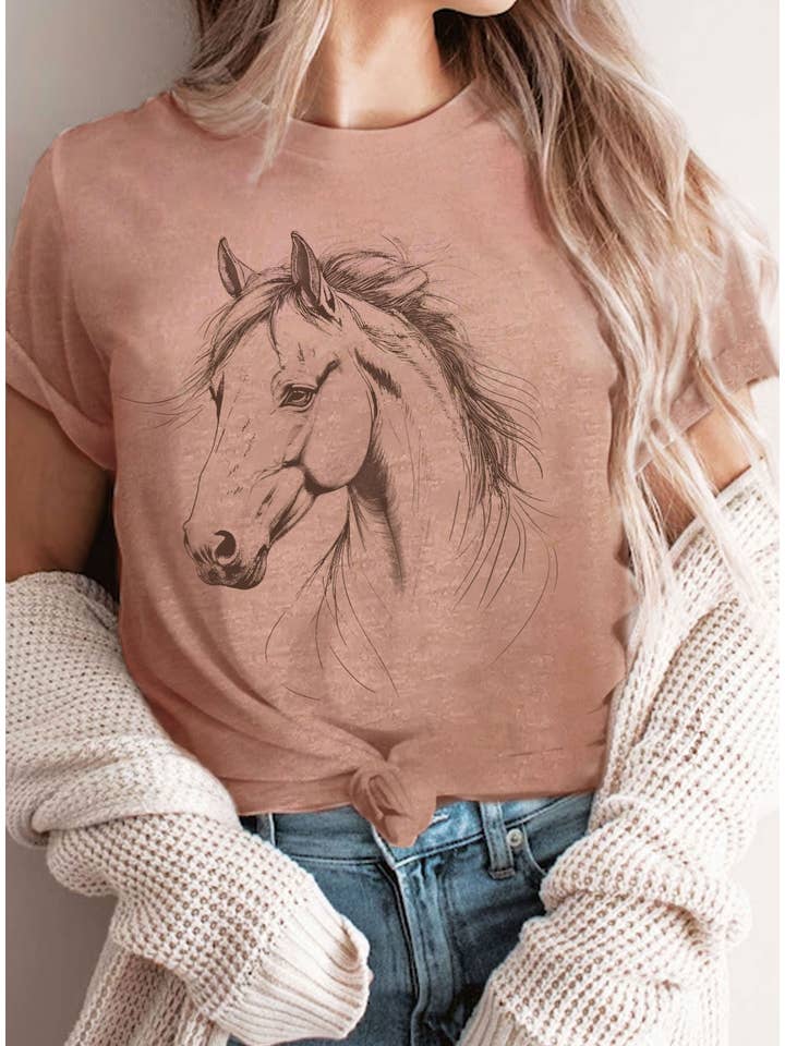 Rustee Clothing – wholesale T-shirts med screentryck – Unisex – HÄSTANSIKTE GRAFISK T-SHIRT5