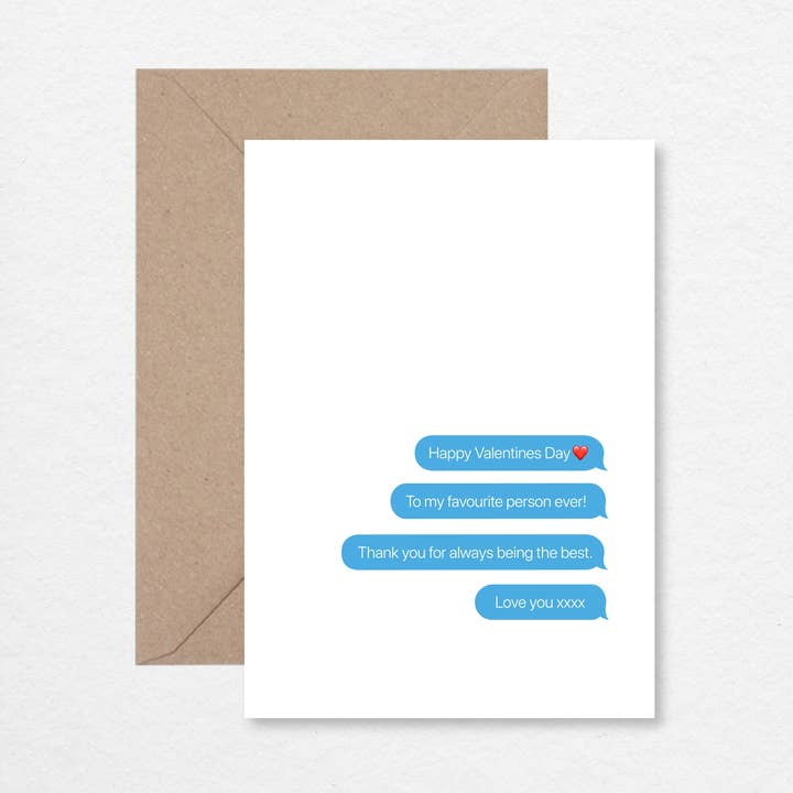 Carte de Saint-Valentin A6 avec message texte Happy Valentines pour la vente par EK DESIGN