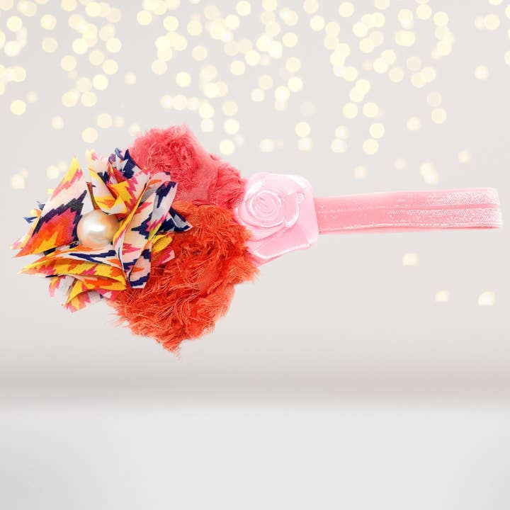 Fasce elastiche morbide per ragazze con fiori shabby per la vendita all'ingrosso da parte di Chicky Chicky Bling Bling