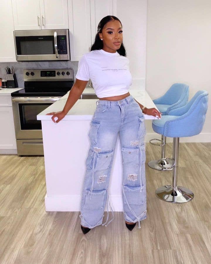 MB Fashion Wholesale - Vente Jean – femme - PANTALON EN JEAN À TAILLE ÉLASTIQUE MB FASHION 8483LY33