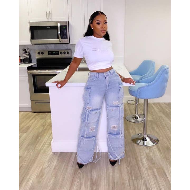 MB Fashion Wholesale - Wholesale Jeans - Women's - MB FASHION ELASTICATED WAIST DENIM PANTS 8483LY33