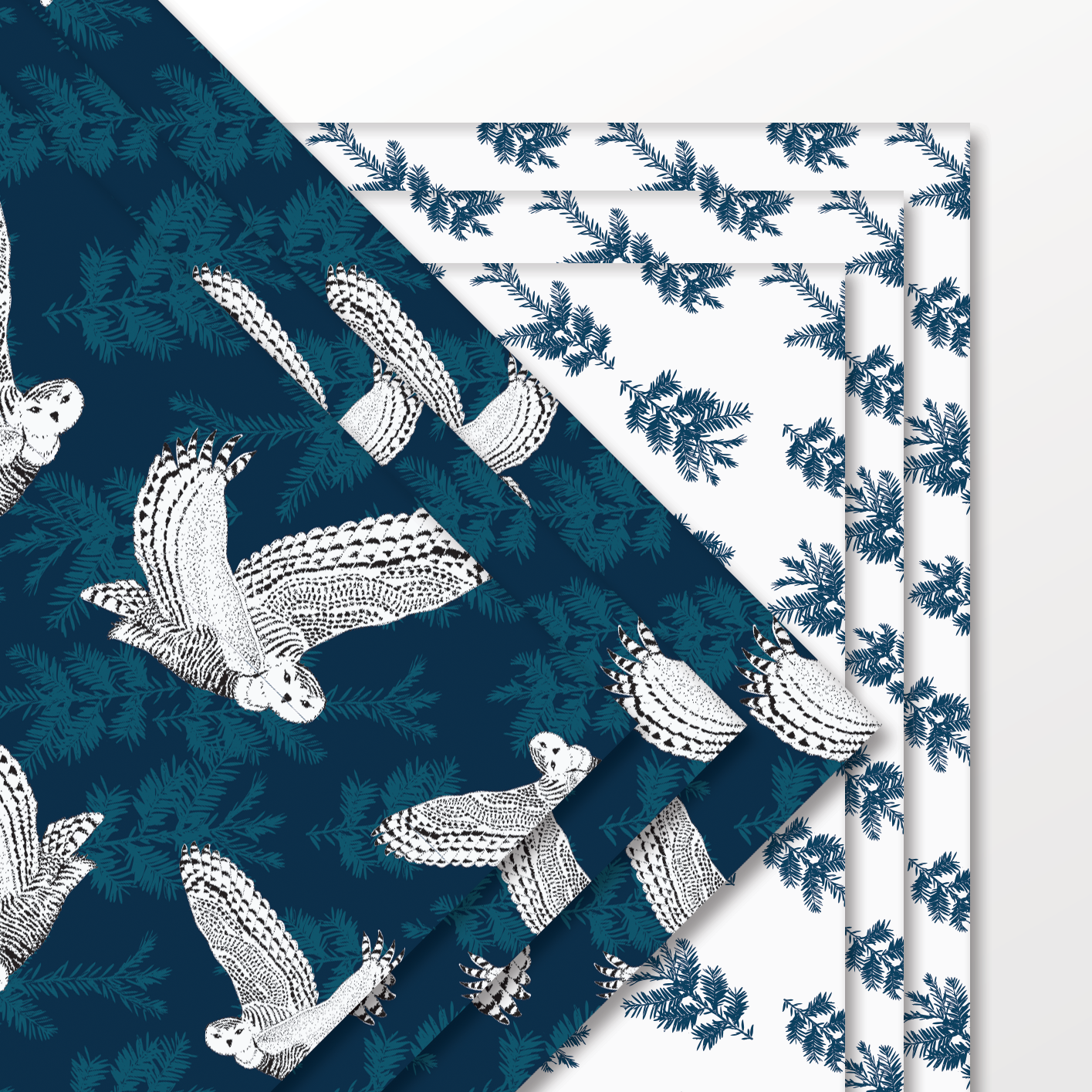 Ballard & Prescott - Wholesale Flat Wrap - Snowy Owl Wrapping Paper1