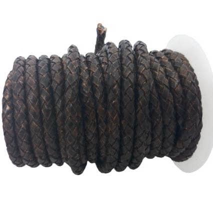 Oslo Round Braided Leather Cord - 6mm - Dark Brown for wholesale by Sun Enterprises B.V.