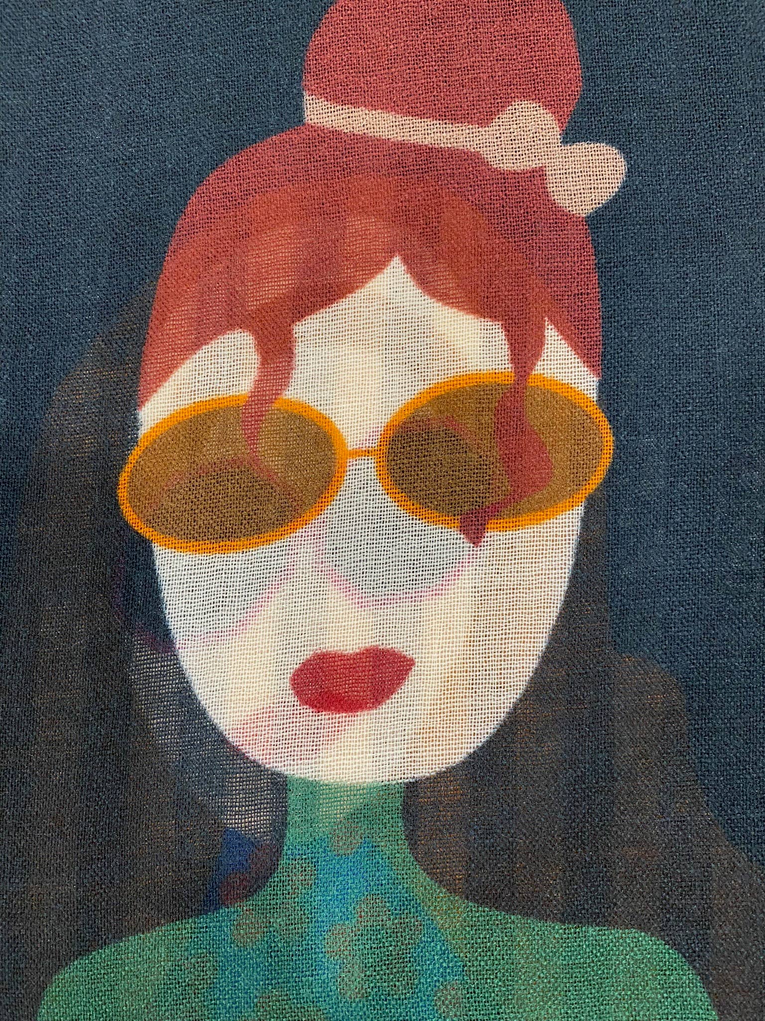 Margolis Pineo Italia - Wholesale Scarf - Women's -   RESTOCKED "GIRLS W/ GLASSES" ART SCARF—SOFT WOOL FLEECE 11