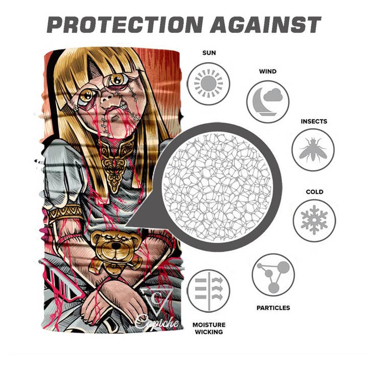 Capiche - Wholesale Protective Face Mask/Shield - Cursed Dolls Biker Mask - Red
