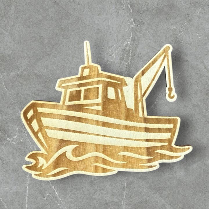 Magnete in Legno a Forma di Barca da Pesca per la vendita all'ingrosso da parte di Daisy Ridge