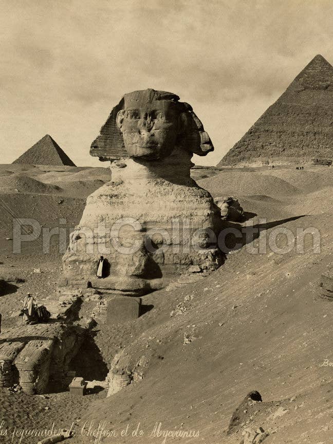 Sphinx et les pyramides Cheffren et Mycerinus pour la vente par Print Collection