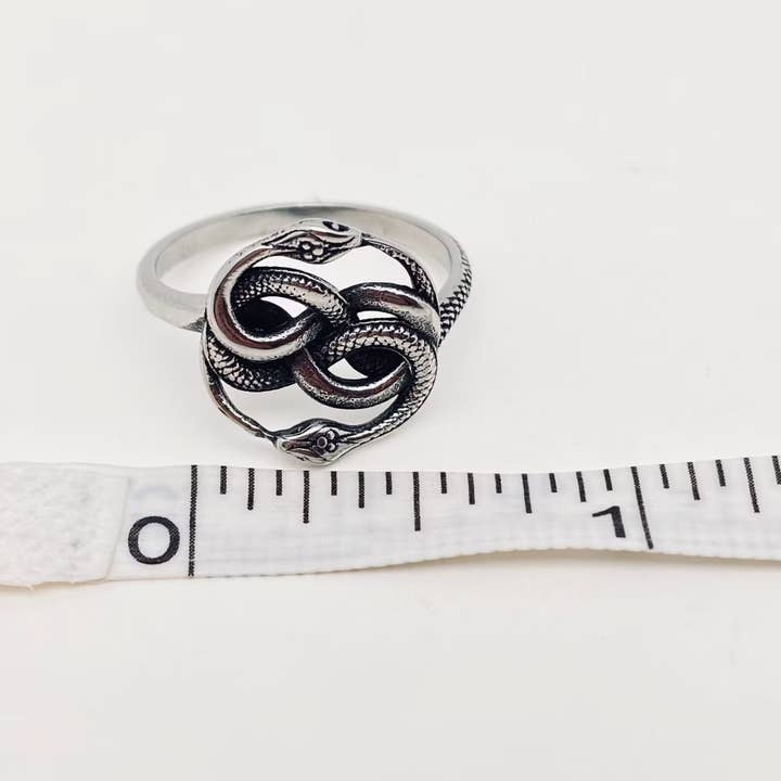 Mio Queena - Wholesale Cocktail/Statement Ring - Double Snake Entanglement Stainless Steel Ring3