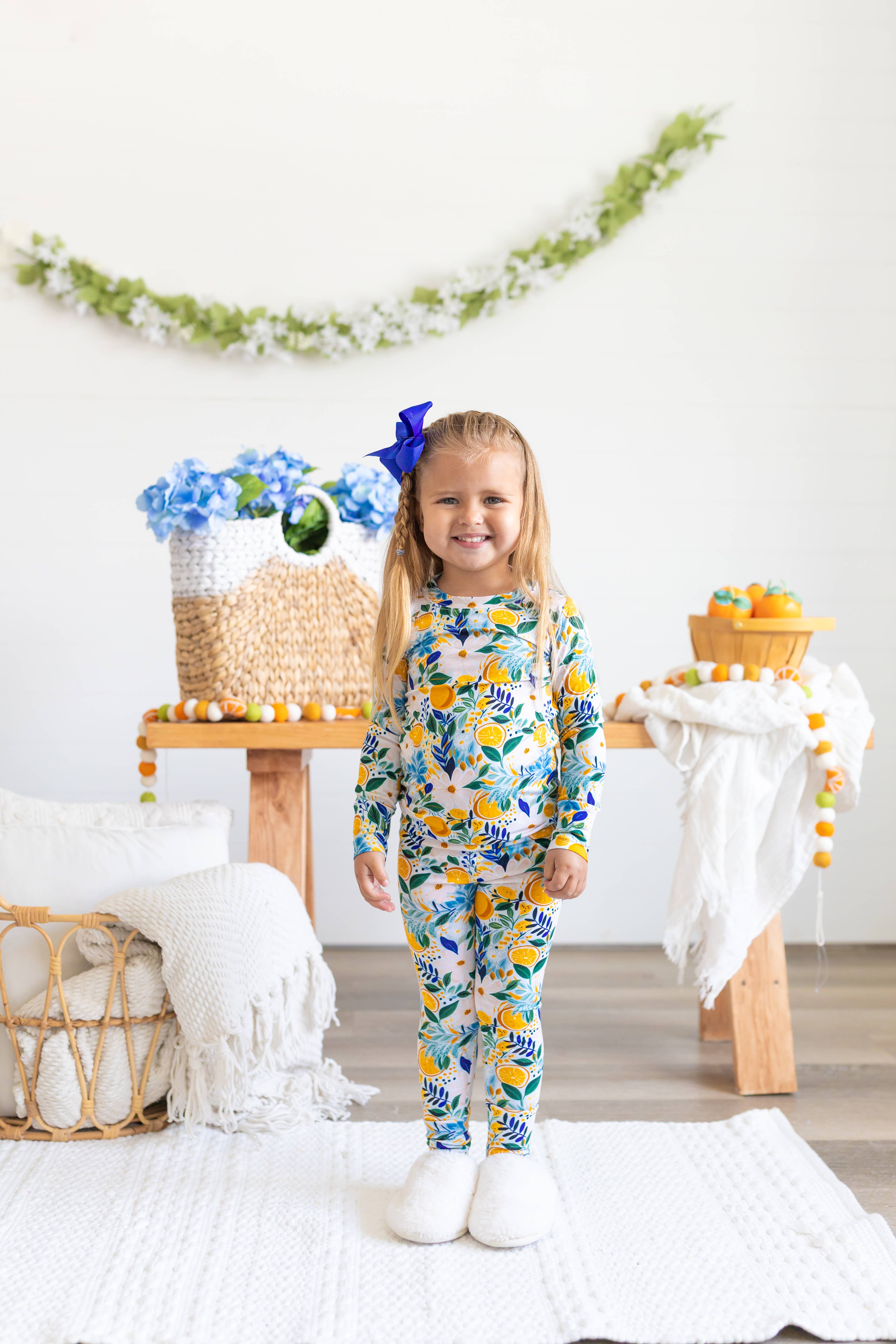 Love, Eloise - Wholesale Sleepwear Set - Kids - Kids Bamboo Long Sleeves Pajama Set - Clementine