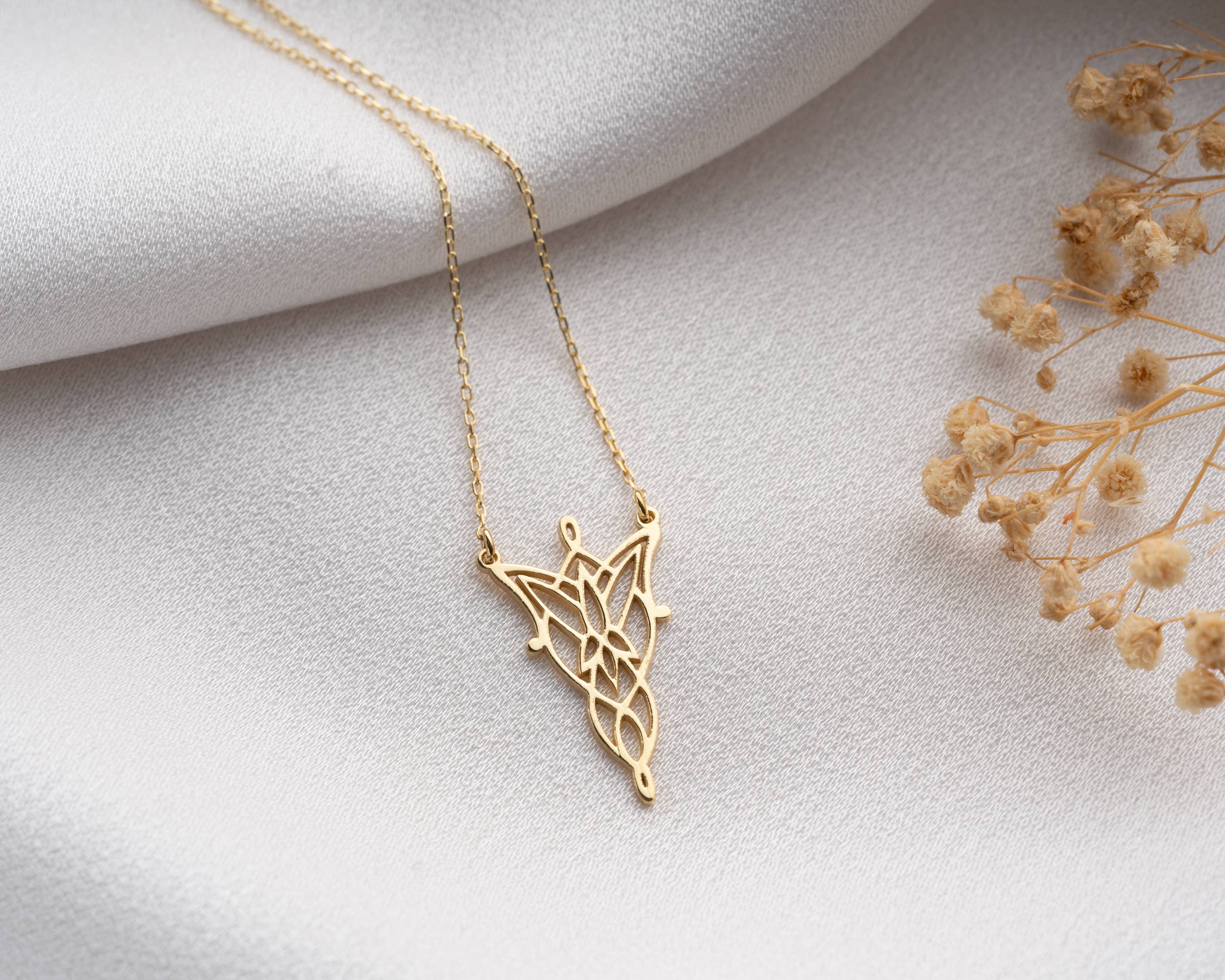 Tina Custom Jewelry - Wholesale Pendant/Charm Necklace - Elven Necklace Gold Fantasy Arwen Pendant Jewelry5
