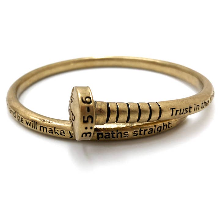 Engraved Proverbs 3:5-6 Nail Wrap Bangle Bracelet for wholesale by Lunar Deer
