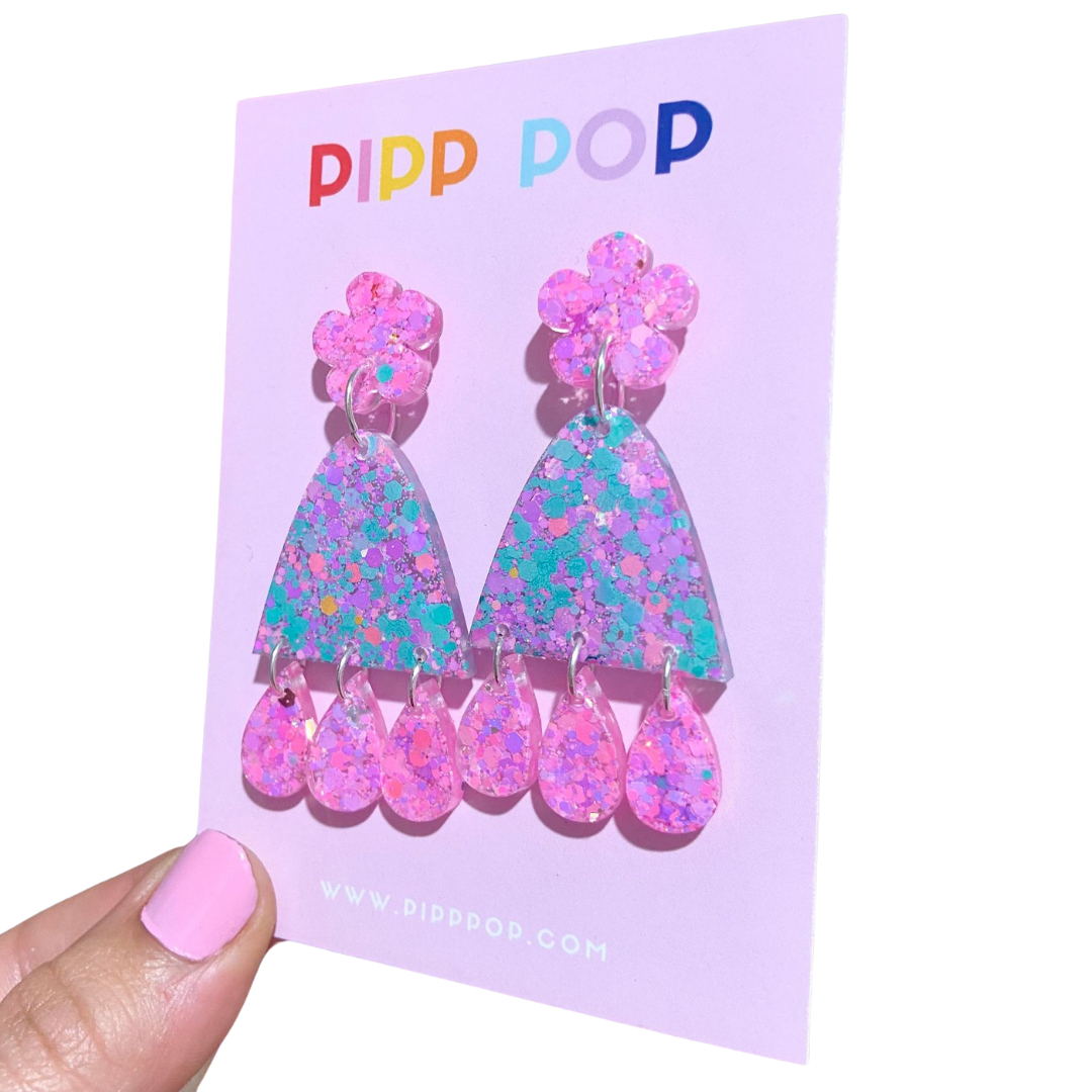 Pipp Pop - Wholesale Dangle Earrings - Suzie Glitter Dangles - Mint To Be - 2 styles available2
