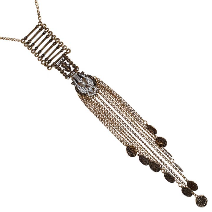 15122 - AG Boho Coin Drop Long Neck CR for wholesale by Western Fashion