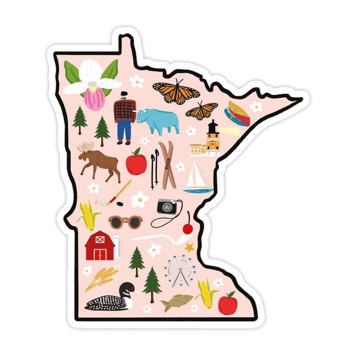 Autocolante em Vinil Minnesota - Adesivo Estadual, Presente de Viagem por atacado de Bloomwolf Studio