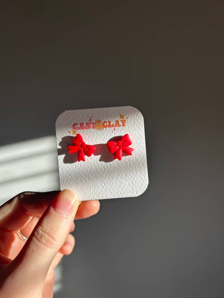 Red Bow Stud Earrings for wholesale by Cast & Clay
