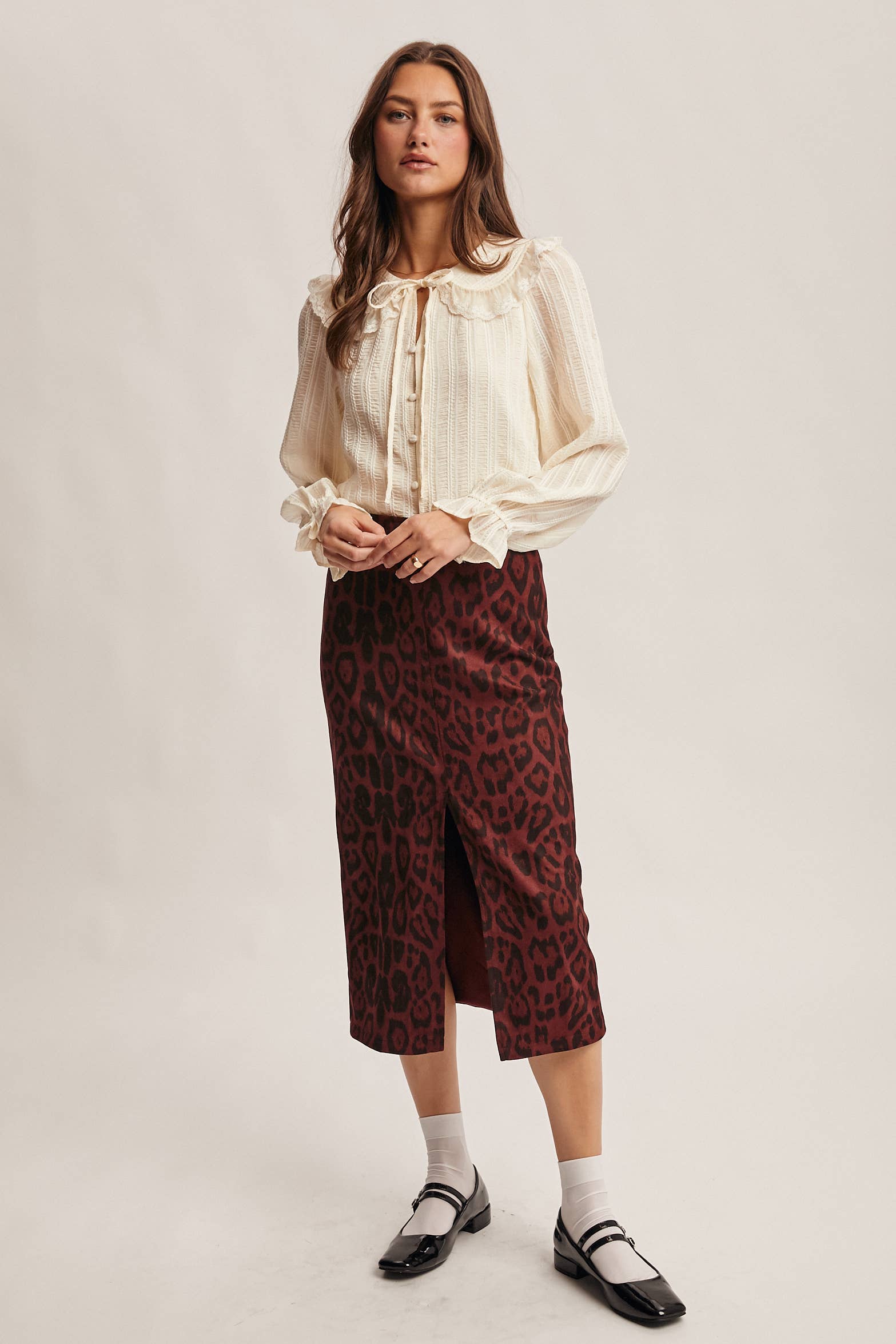 Forte - Wholesale Blouse - Women's - Embroidered Collar Textured Blouse FT0011 25