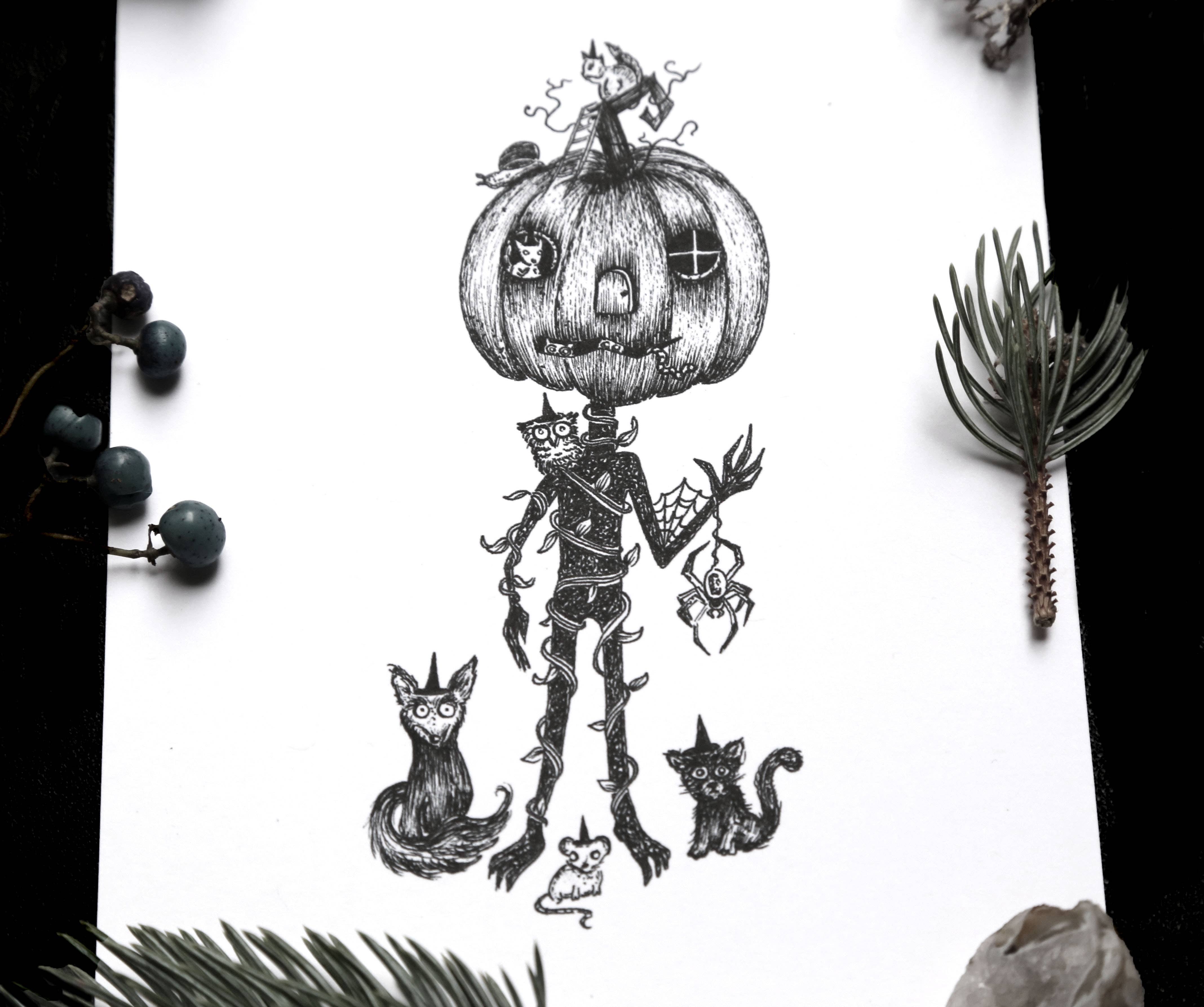 ScreamPrintShop - Wholesale Art Print - Pumpkin Head Print1